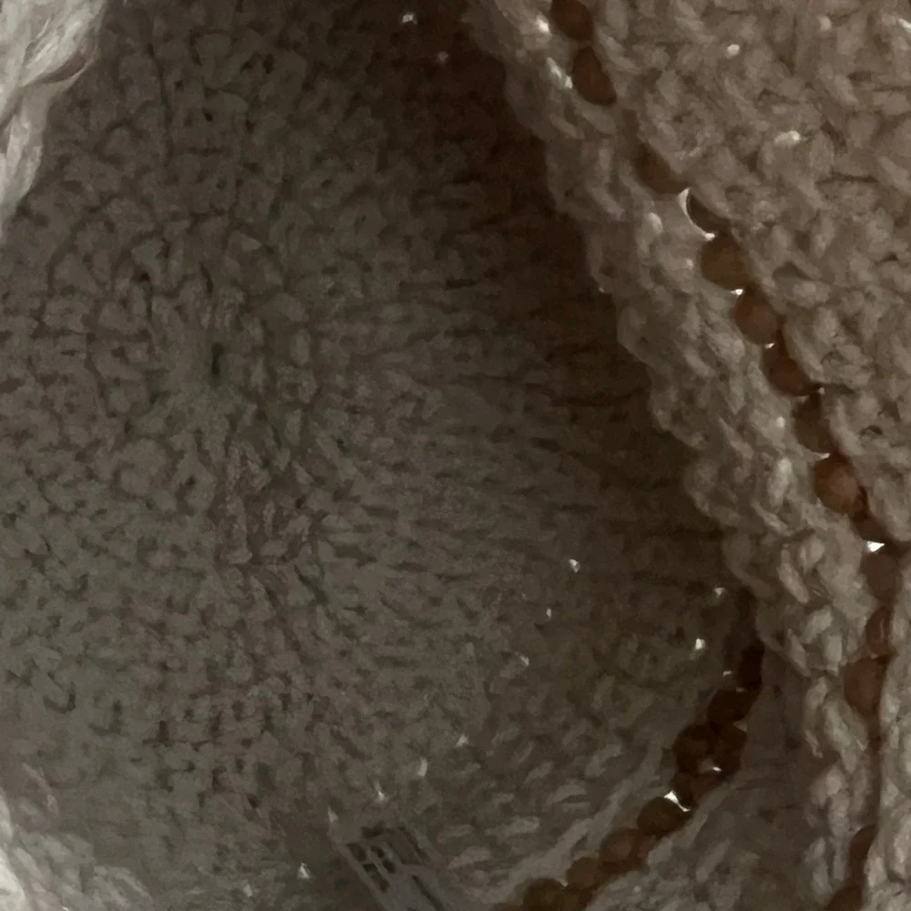 Free People Crochet Beaded Shoulder Bag Cream Boho Crossbody - Picture 4 of 7